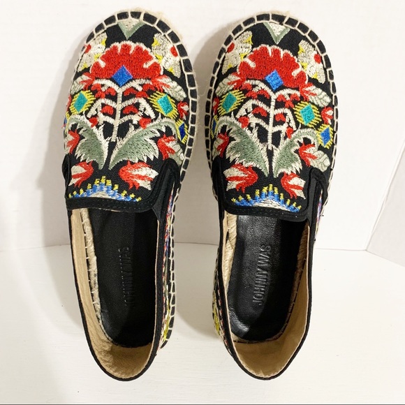 Johnny Was Boho Floral Embroidered Catopsia Jute Trimmed Slip On Espadrille Shoe - Picture 4 of 12